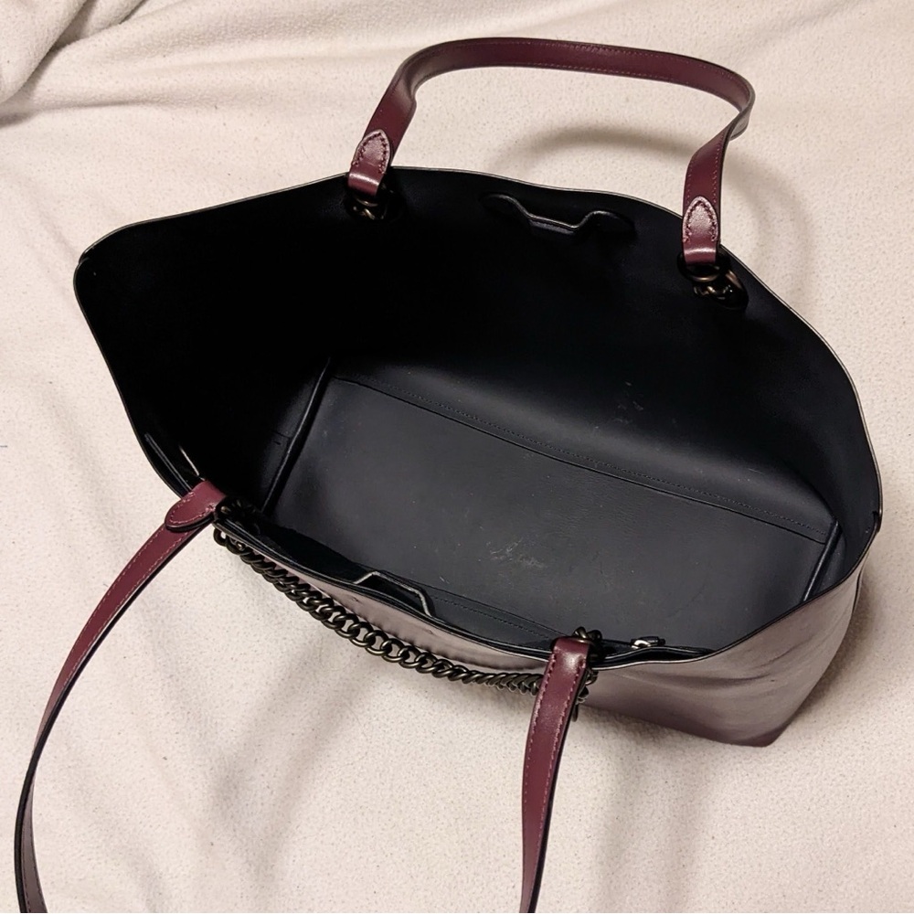 Coach 78218 Leather Signature Chain Tote Bag - Boysenberry (Plum) - Purple - Picture 3 of 3